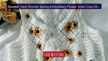 Sweater Vest Women Spring Embroidery Flower Solid Crop Chic Fashion... -- Top Rated 2026 | Buy Now!
