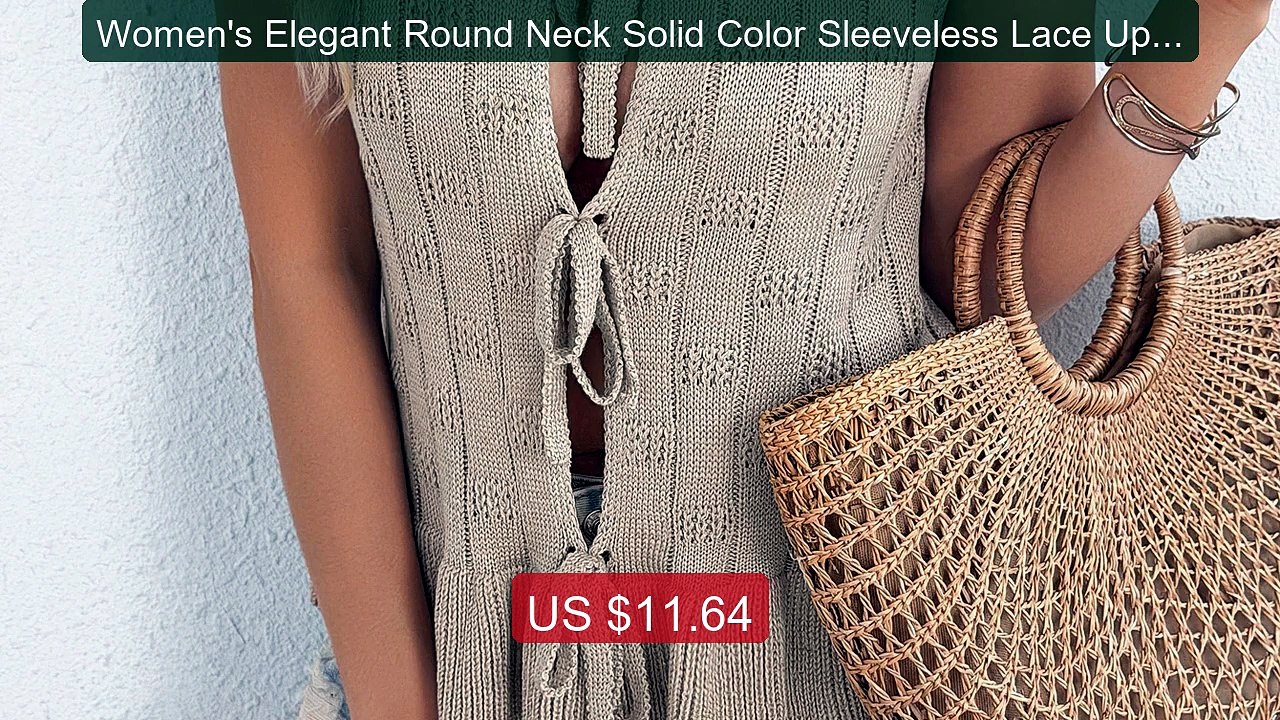 Women's Elegant Round Neck Solid Color Sleeveless Lace Up Ruffle K... -- Best Deal 2026 | Shop Now!