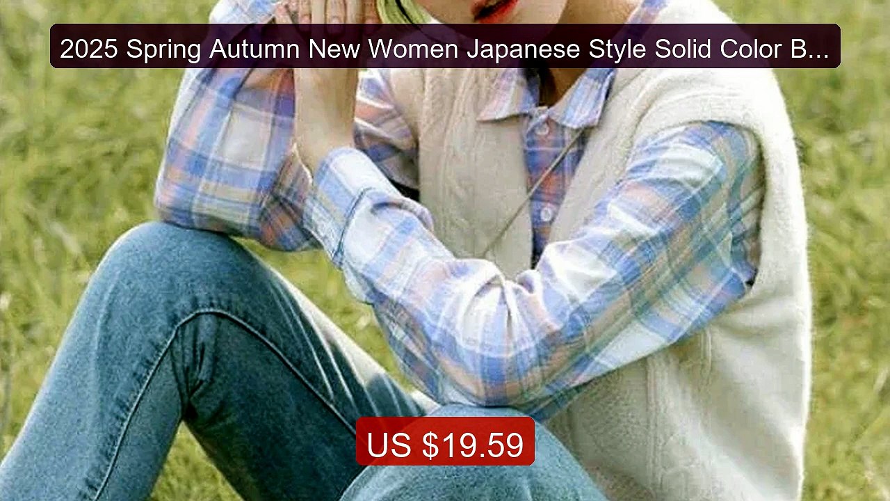 2025 Spring Autumn New Women Japanese Style Solid Color Button V Ne... -- Top Rated 2026 | Buy Now!