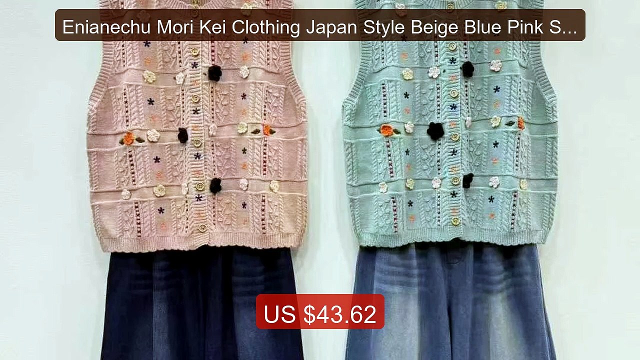 Enianechu Mori Kei Clothing Japan Style Beige Blue Pink Sweate... -- Best Buy 2026 | Great Quality!