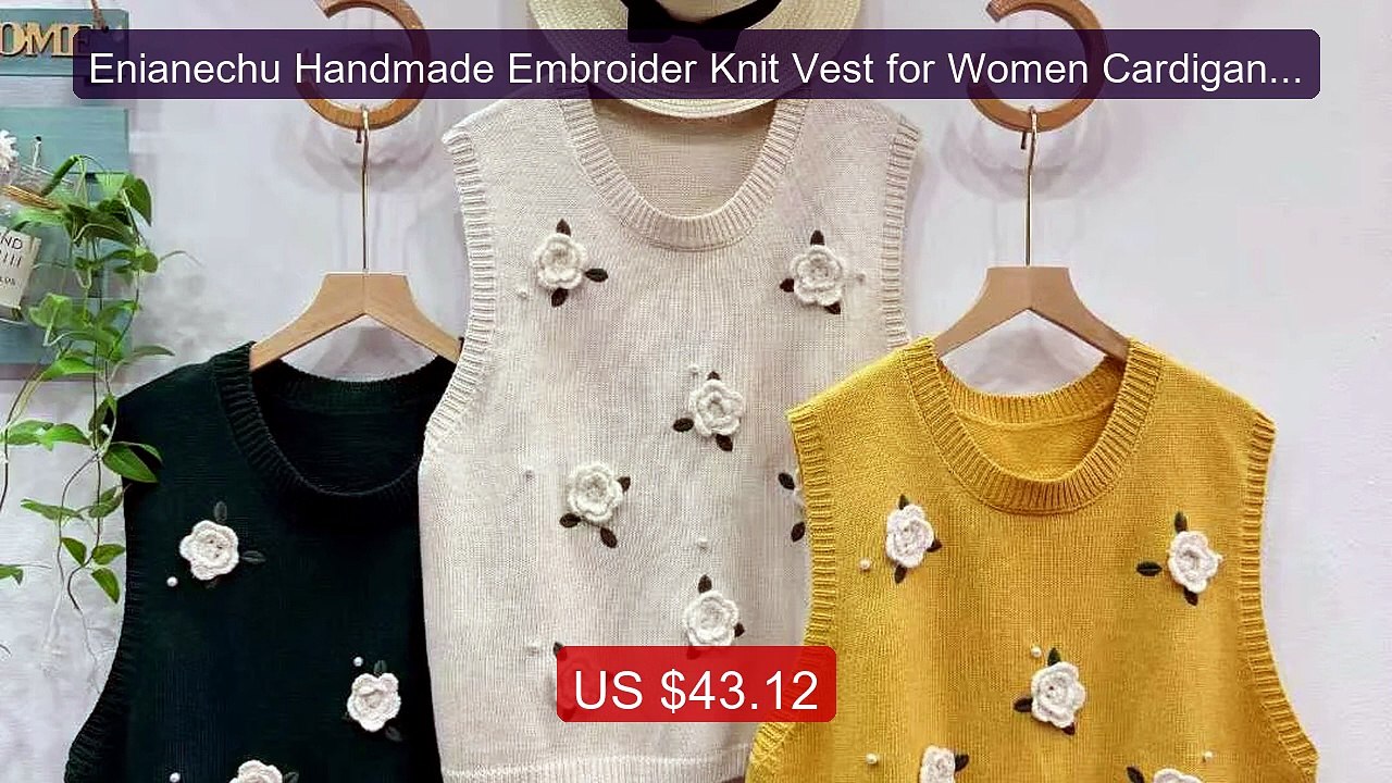 Enianechu Handmade Embroider Knit Vest for Women Cardigan Autu... -- Hot Deal 2026 | Limited Offer!