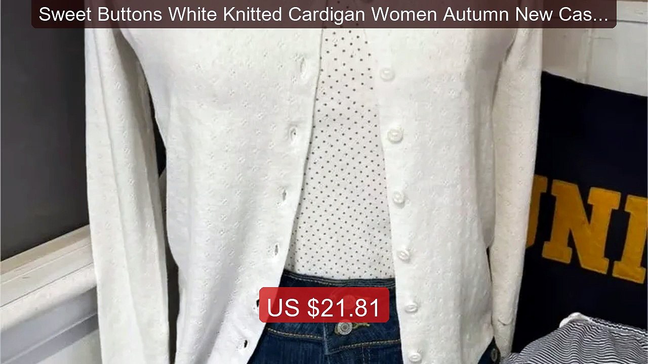 Sweet Buttons White Knitted Cardigan Women Autumn New Casual ... -- Amazing Value 2026 | Must Have!