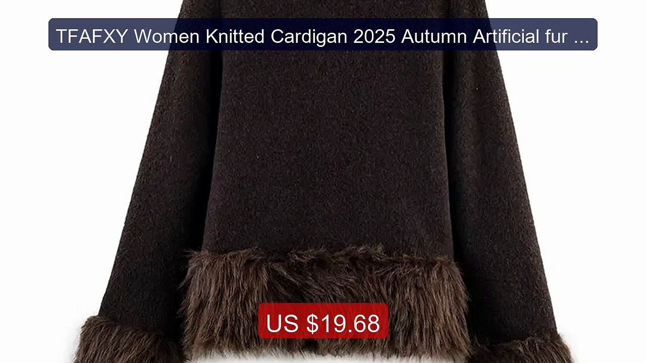 TFAFXY Women Knitted Cardigan 2025 Autumn Artificial fur splic... -- Best Buy 2026 | Great Quality!