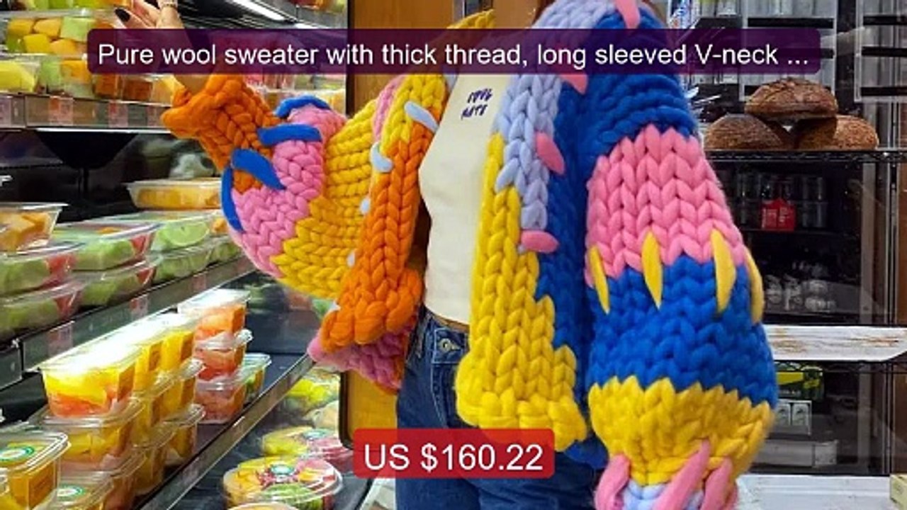 Pure wool sweater with thick thread, long sleeved V-neck casua... -- Hot Deal 2026 | Limited Offer!