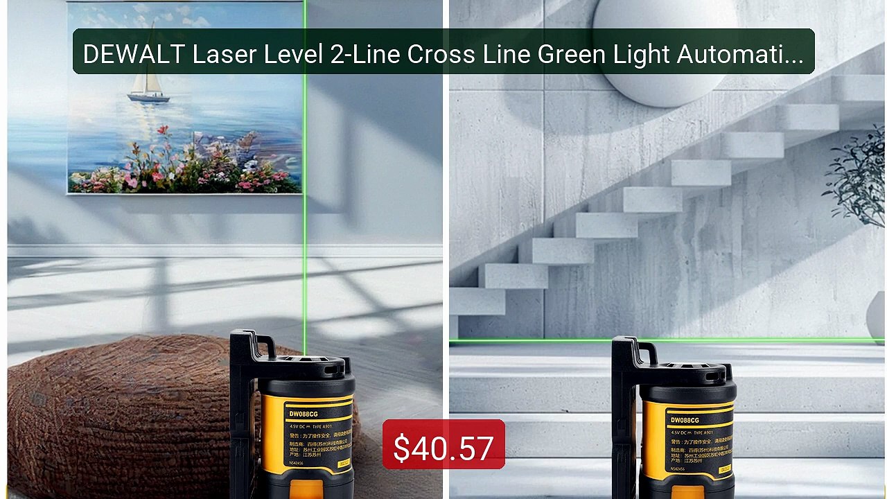 DEWALT Laser Level 2-Line Cross Line Green Light Automatic Le... -- Amazing Value 2026 | Must Have!