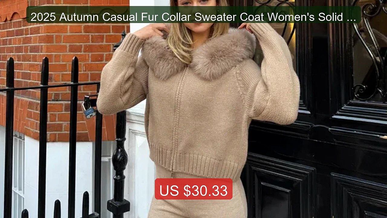 2025 Autumn Casual Fur Collar Sweater Coat Women's Solid Lo... -- Top Pick 2026 | Unbeatable Price!