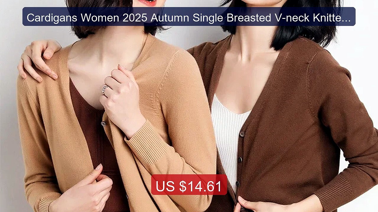 Cardigans Women 2025 Autumn Single Breasted V-neck Knitted Sweater... -- Best Deal 2026 | Shop Now!