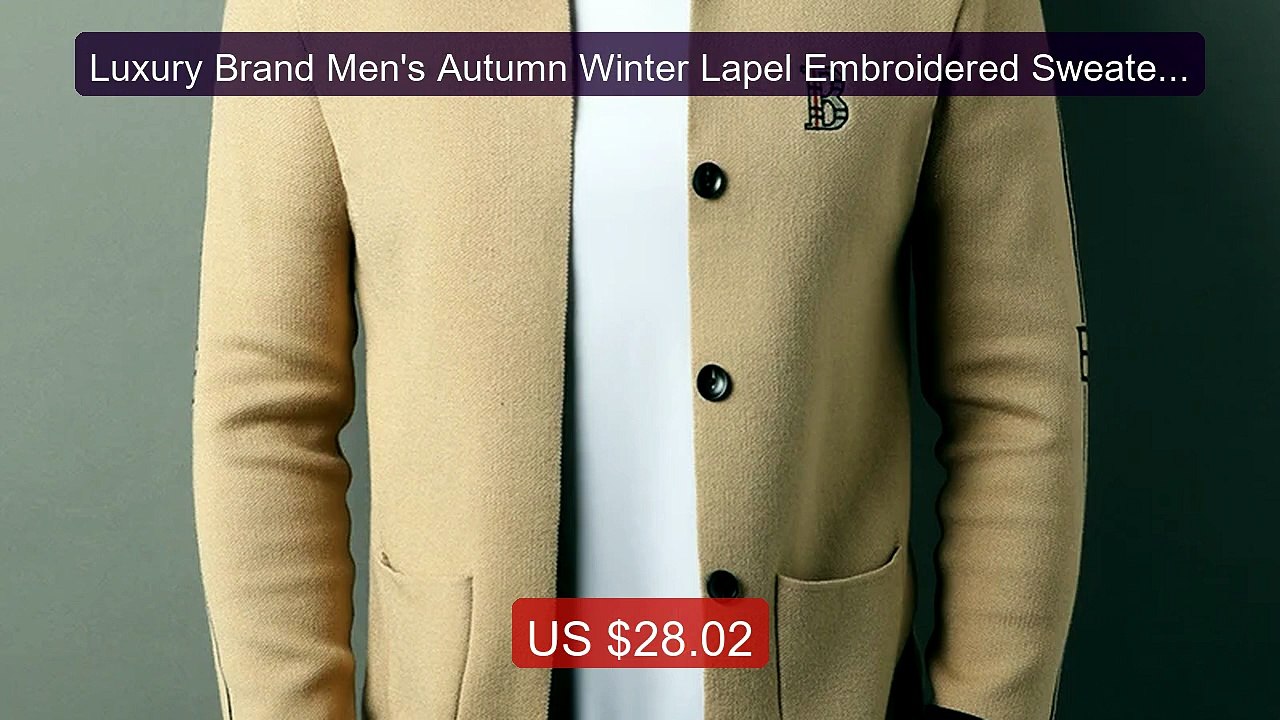 Luxury Brand Men's Autumn Winter Lapel Embroidered Sweater Coa... -- Hot Deal 2026 | Limited Offer!