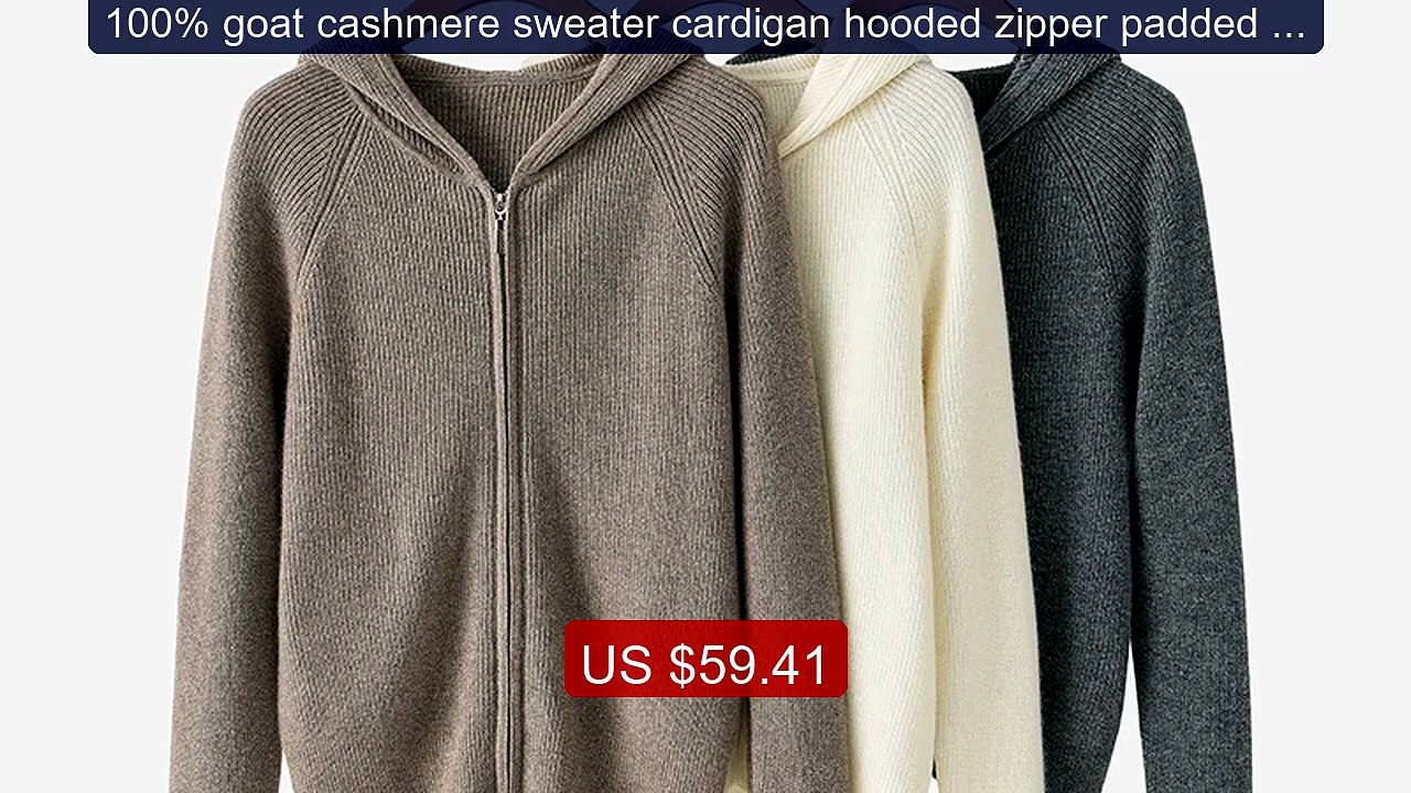 100% goat cashmere sweater cardigan hooded zipper padded shou... -- Amazing Value 2026 | Must Have!