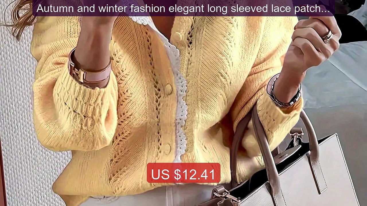 Autumn and winter fashion elegant long sleeved lace patchwork cardi... -- Top Rated 2026 | Buy Now!