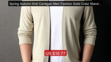 Spring Autumn Knit Cardigan Men Fashion Solid Color Stand Coll... -- Best Buy 2026 | Great Quality!