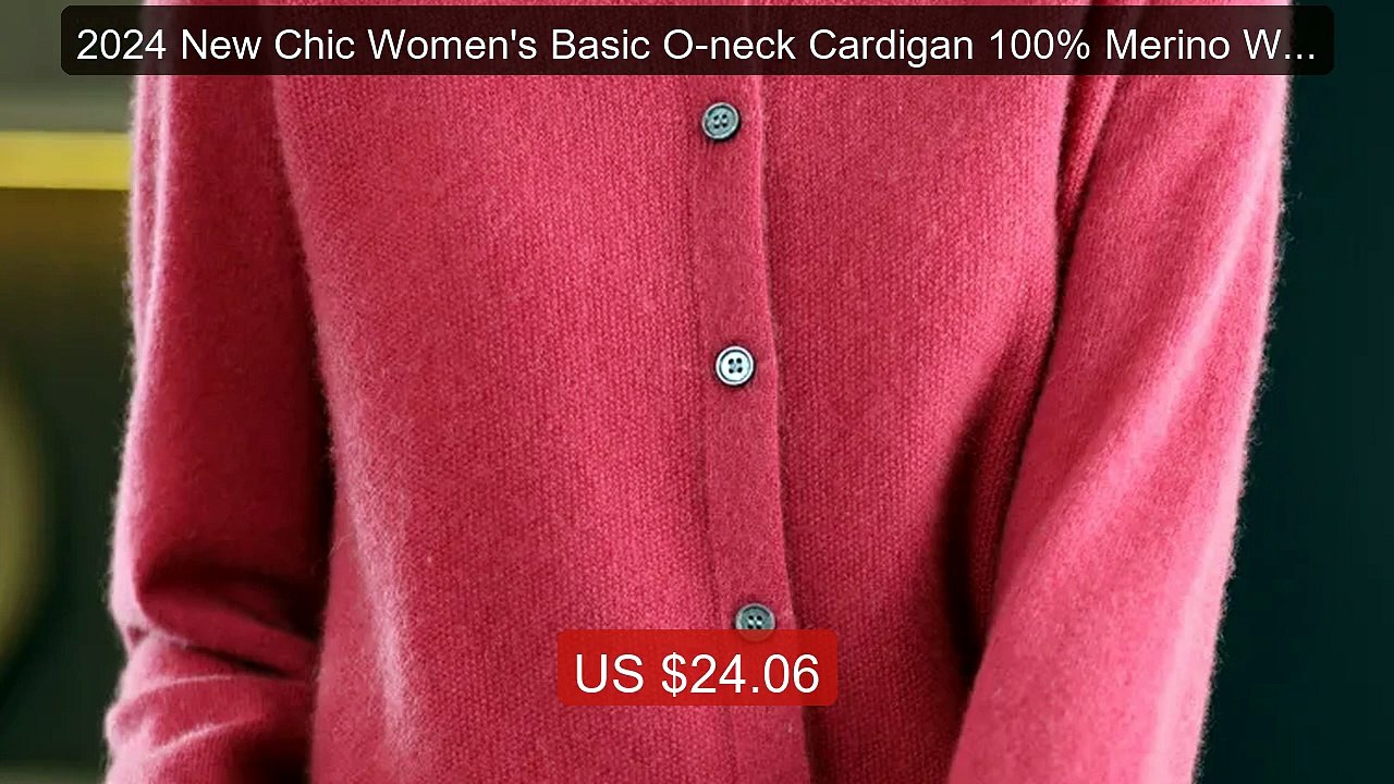 2024 New Chic Women's Basic O-neck Cardigan 100% Merino Wool S... -- Best Buy 2026 | Great Quality!