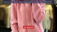Autumn And Winter New Temperament Double Zipper Wool Knit Cardigan ... -- Top Rated 2026 | Buy Now!