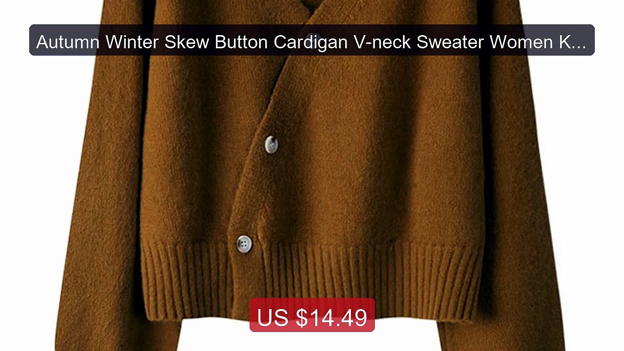 Autumn Winter Skew Button Cardigan V-neck Sweater Women Knitte... -- Best Buy 2026 | Great Quality!