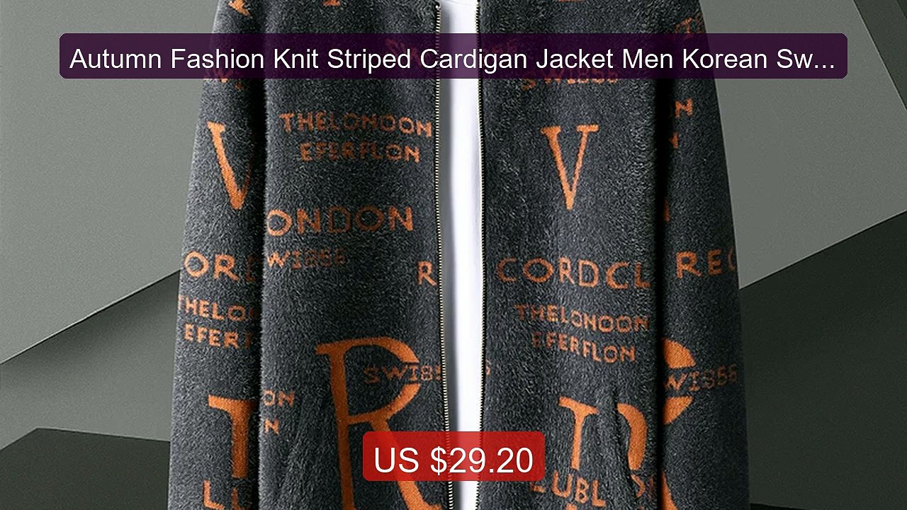 Autumn Fashion Knit Striped Cardigan Jacket Men Korean Sweaters Coa... -- Top Rated 2026 | Buy Now!