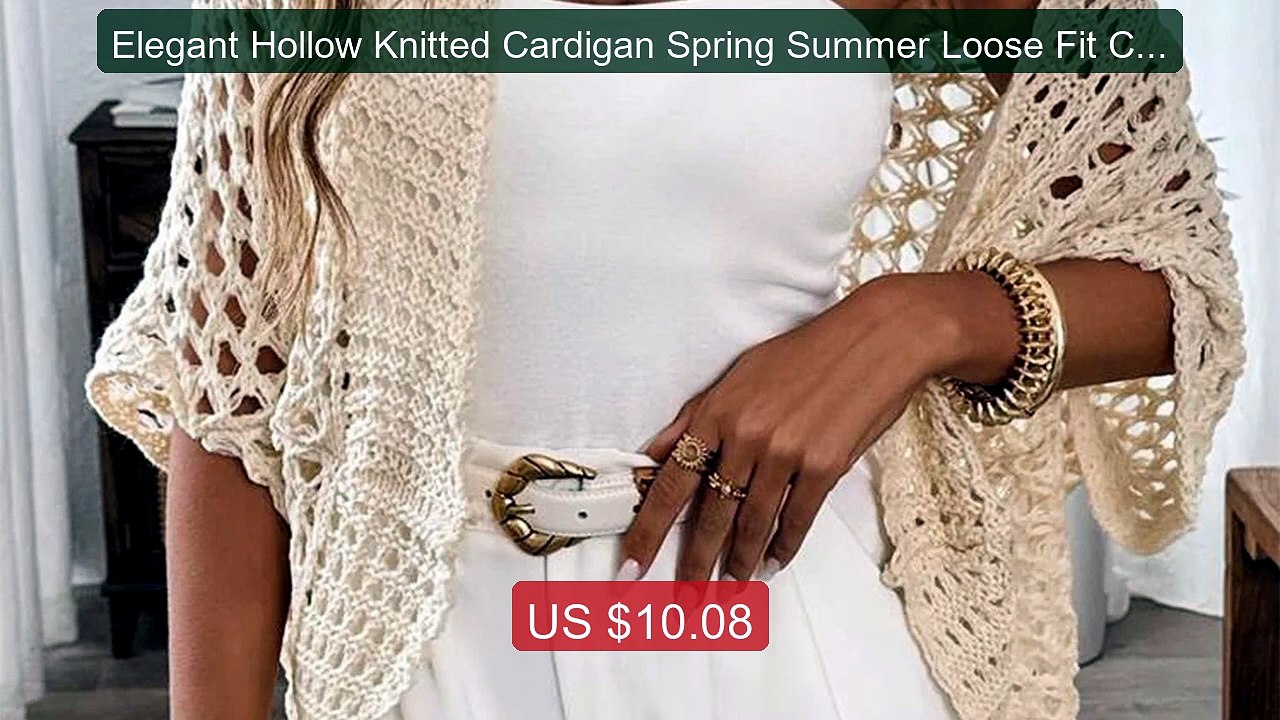 Elegant Hollow Knitted Cardigan Spring Summer Loose Fit Comfor... -- Best Buy 2026 | Great Quality!