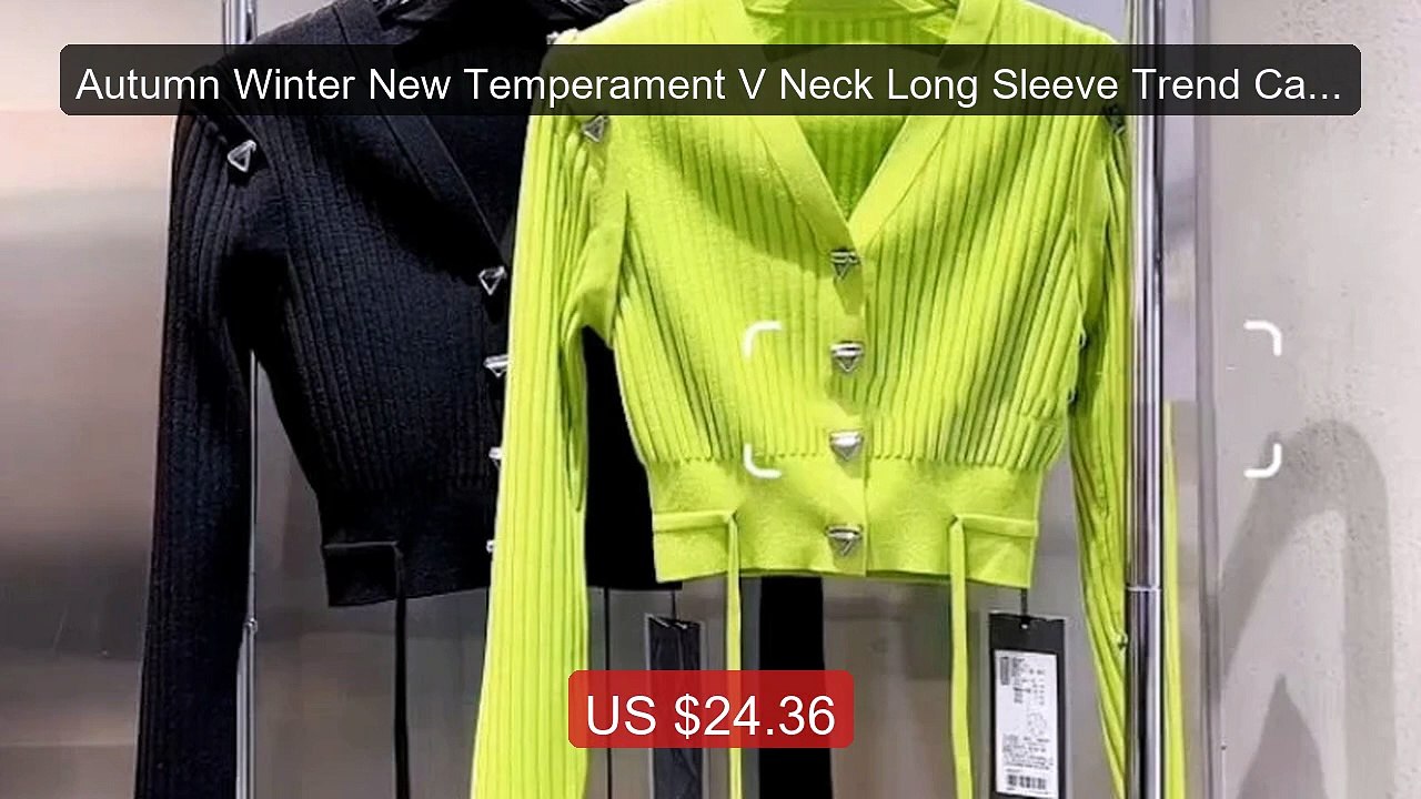 Autumn Winter New Temperament V Neck Long Sleeve Trend Cardigan Sol... -- Top Rated 2026 | Buy Now!