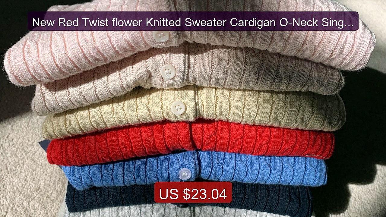New Red Twist flower Knitted Sweater Cardigan O-Neck Single B... -- Amazing Value 2026 | Must Have!