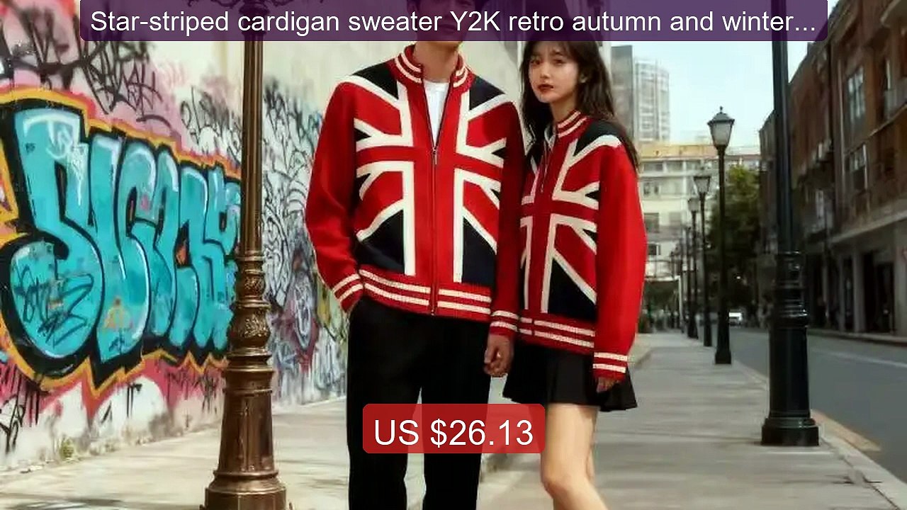 Star-striped cardigan sweater Y2K retro autumn and winter women's ... -- Best Deal 2026 | Shop Now!