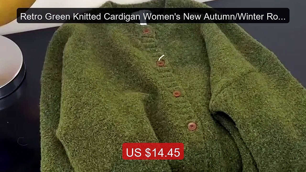 Retro Green Knitted Cardigan Women's New Autumn/Winter Round ... -- Amazing Value 2026 | Must Have!