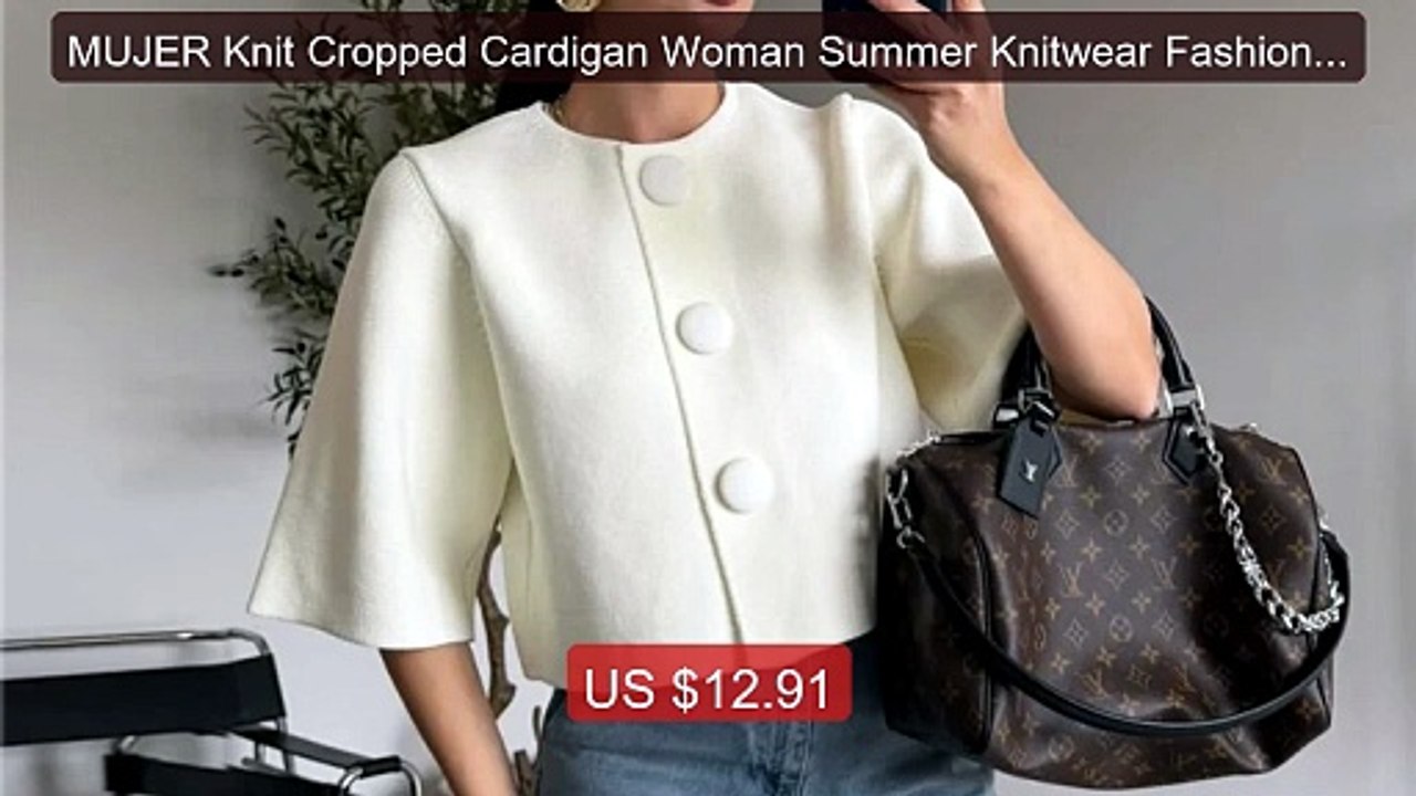 MUJER Knit Cropped Cardigan Woman Summer Knitwe...