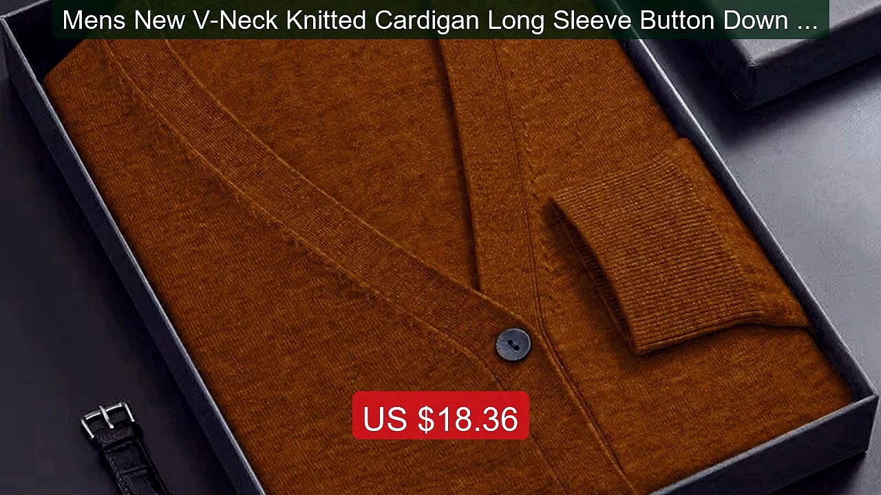 Mens New V-Neck Knitted Cardigan Long Sleeve Button Down Sweater Co... -- Top Rated 2026 | Buy Now!