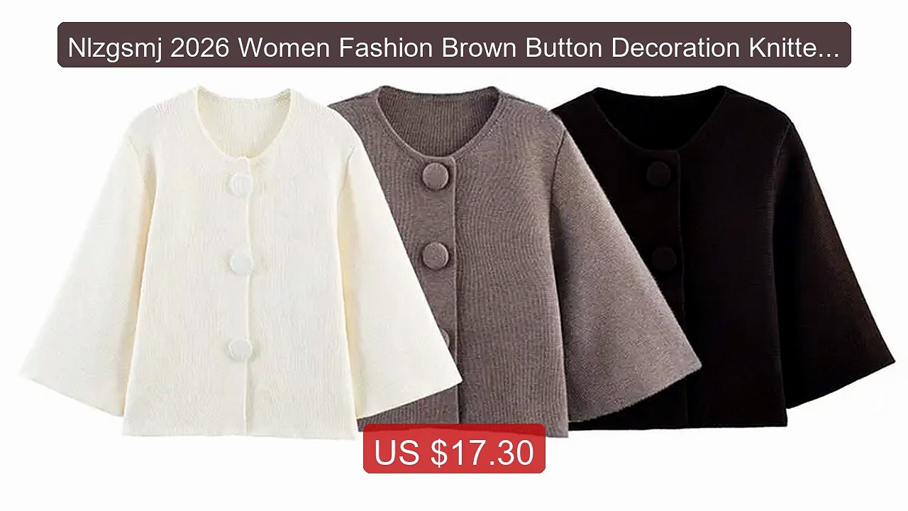 Nlzgsmj 2026 Women Fashion Brown Button Decoration Knitted ... -- Top Pick 2026 | Unbeatable Price!