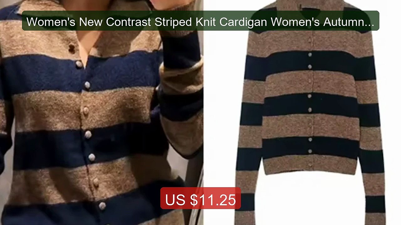 Women's New Contrast Striped Knit Cardigan Women's Autumn A... -- Top Pick 2026 | Unbeatable Price!