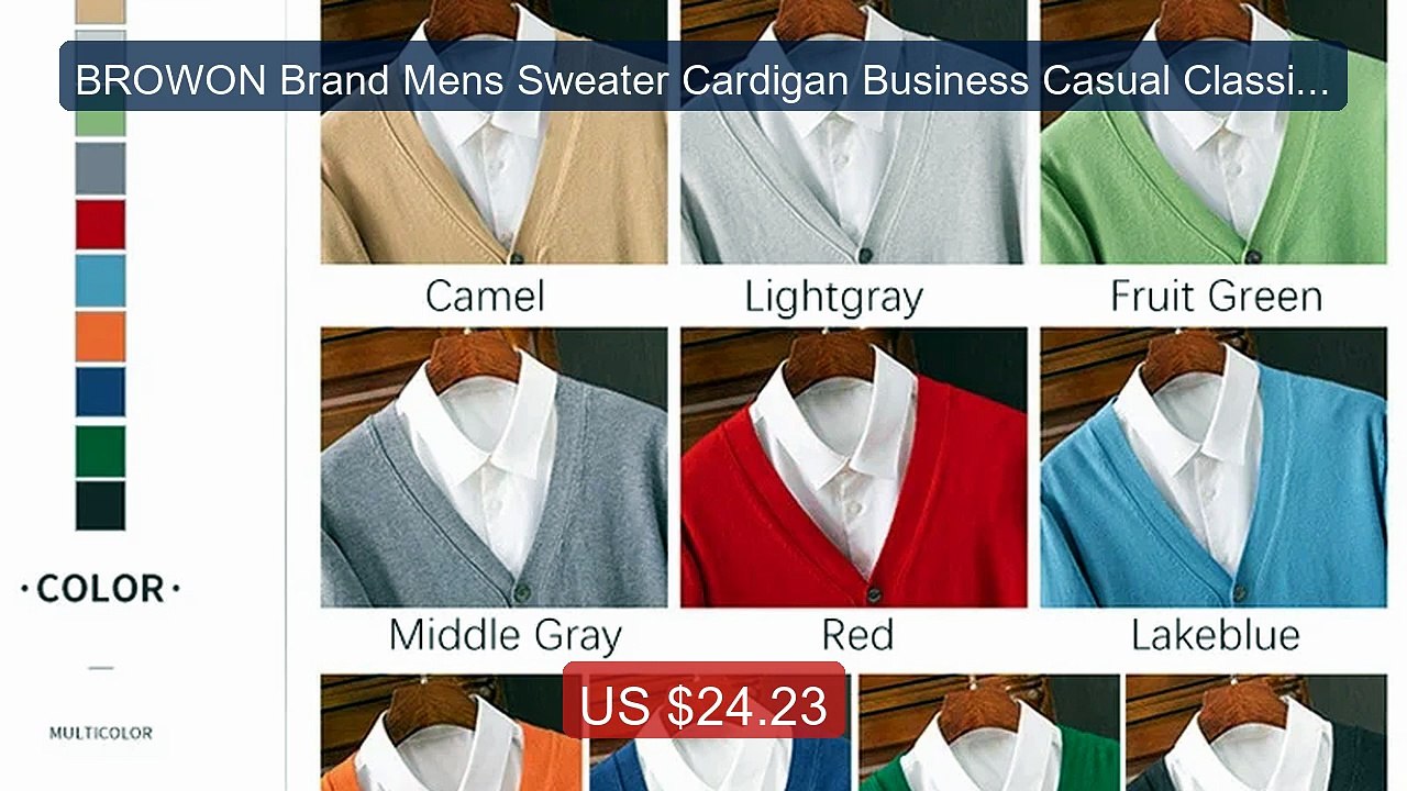BROWON Brand Mens Sweater Cardigan Business Casual Classic V-neck S... -- Top Rated 2026 | Buy Now!