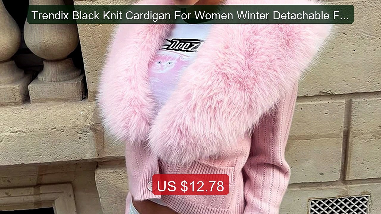 Trendix Black Knit Cardigan For Women Winter Detachable Fau... -- Top Pick 2026 | Unbeatable Price!