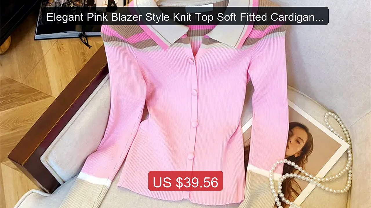 ​​Elegant Pink Blazer Style Knit Top Soft Fitted Cardigan Cont... -- Best Buy 2026 | Great Quality!