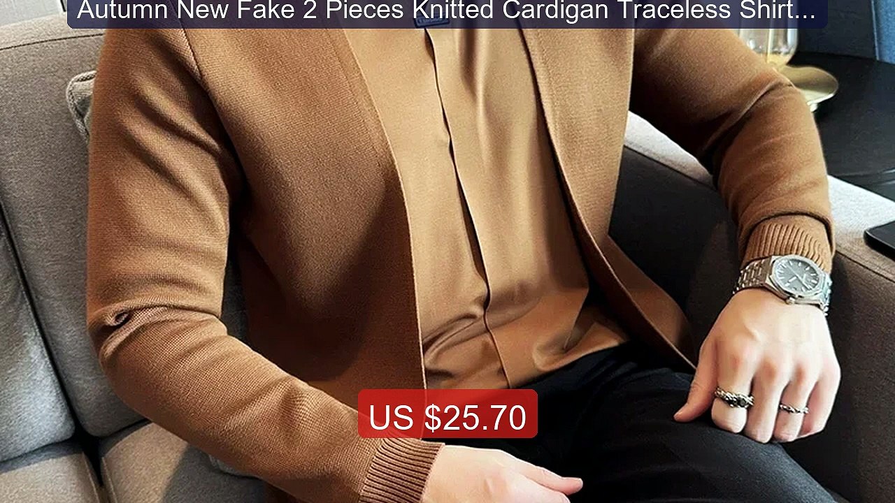 Autumn New Fake 2 Pieces Knitted Cardigan Traceless Shirt C... -- Top Pick 2026 | Unbeatable Price!