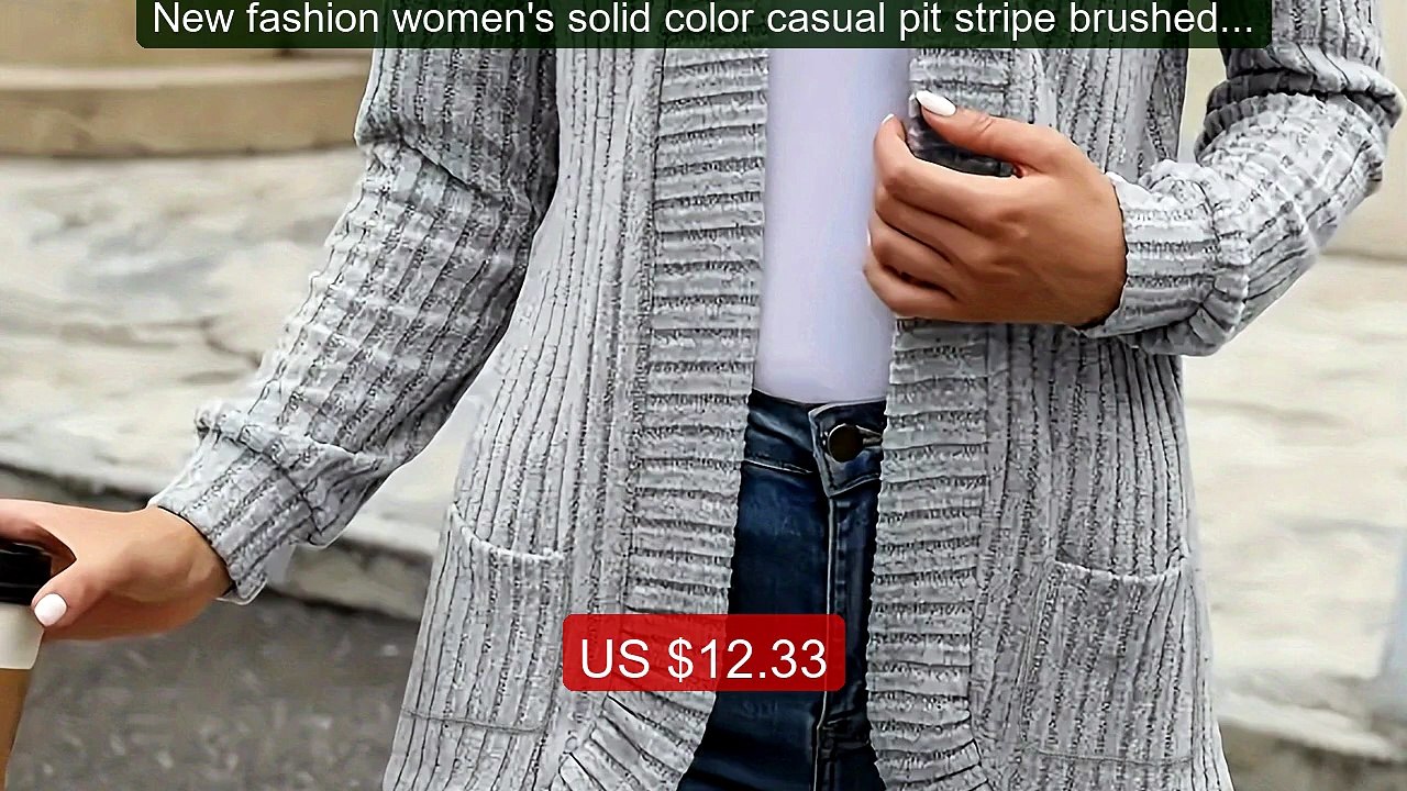 New fashion women's solid color casual pit stripe brushed c... -- Top Pick 2026 | Unbeatable Price!