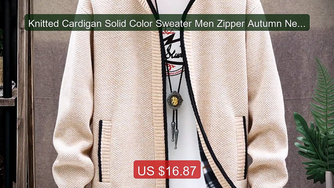 Knitted Cardigan Solid Color Sweater Men Zipper Autumn New ... -- Top Pick 2026 | Unbeatable Price!