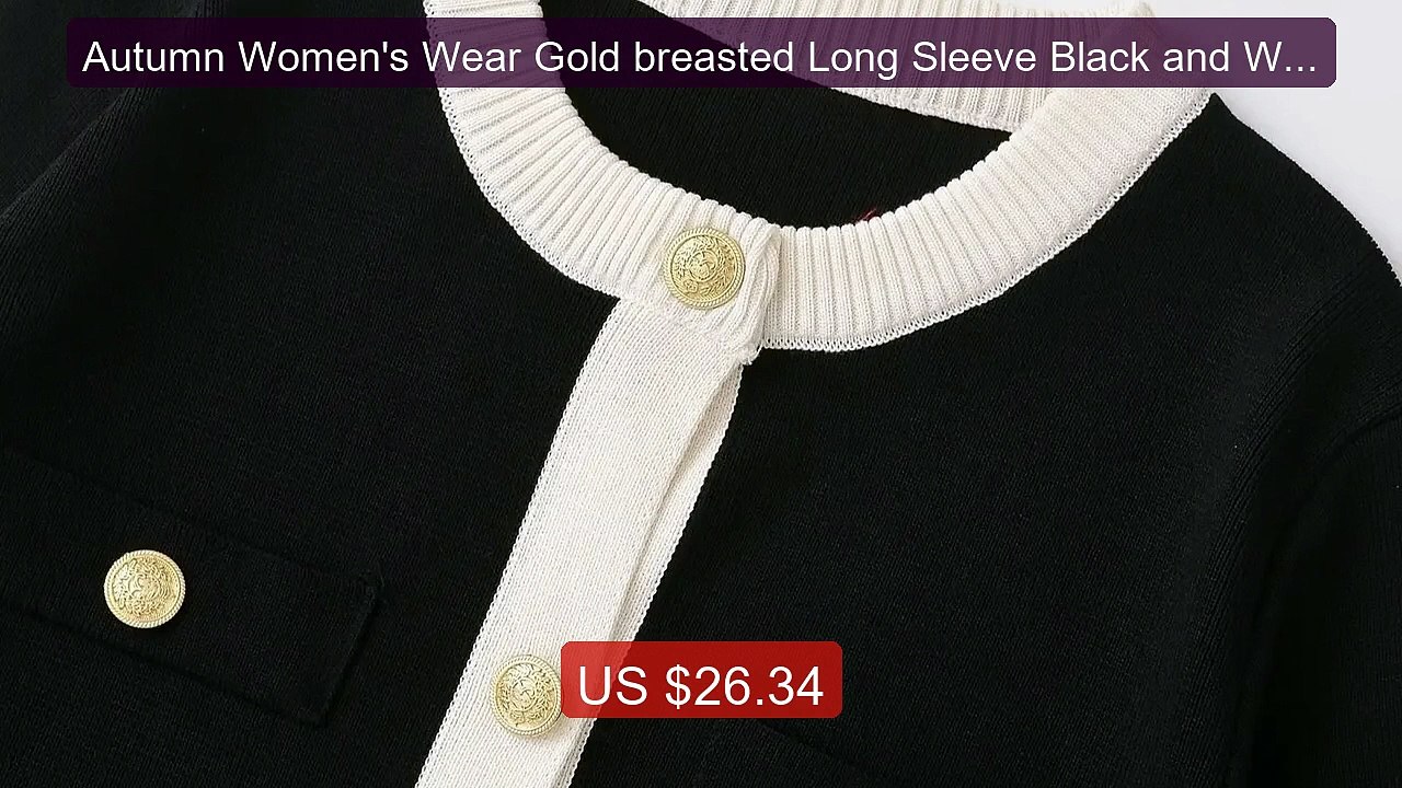 Autumn Women's Wear Gold breasted Long Sleeve Black and White... -- Amazing Value 2026 | Must Have!