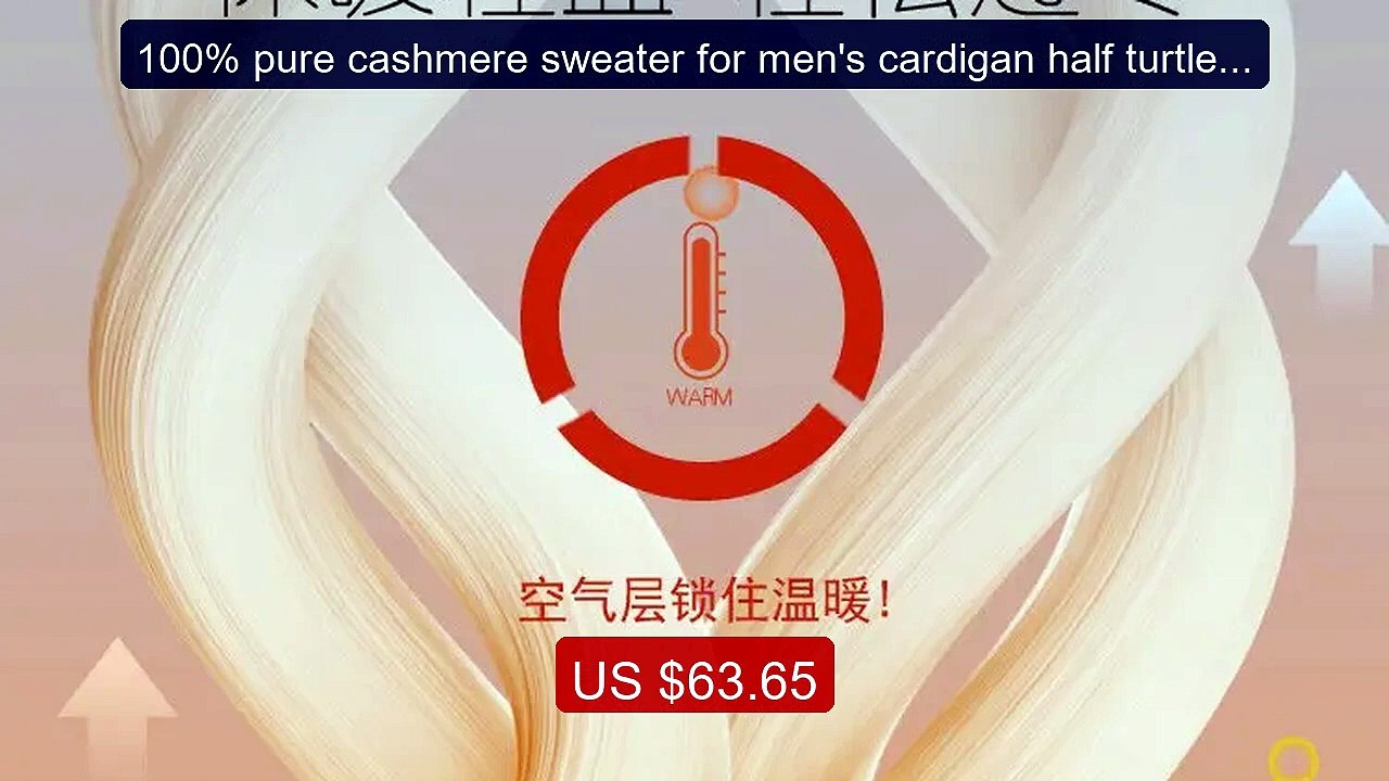 100% pure cashmere sweater for men's cardigan half turtleneck knitt... -- Top Rated 2026 | Buy Now!