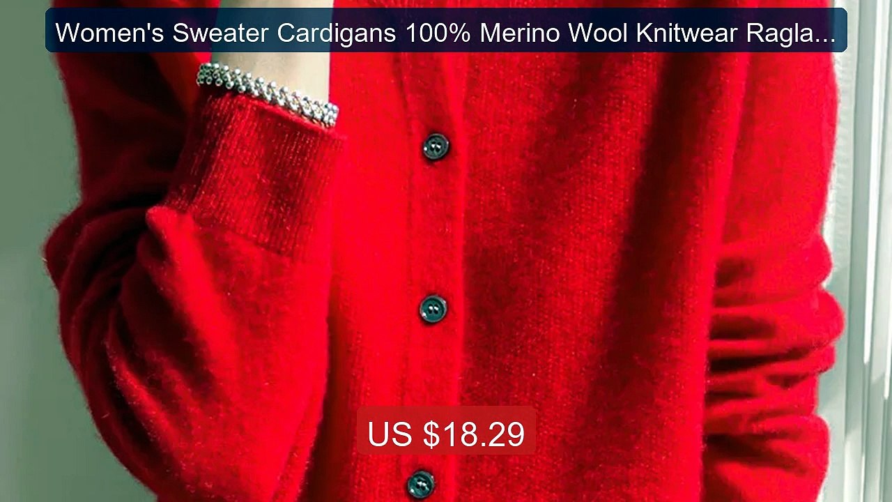 Women's Sweater Cardigans 100% Merino Wool Knitwear Raglan Sl... -- Amazing Value 2026 | Must Have!