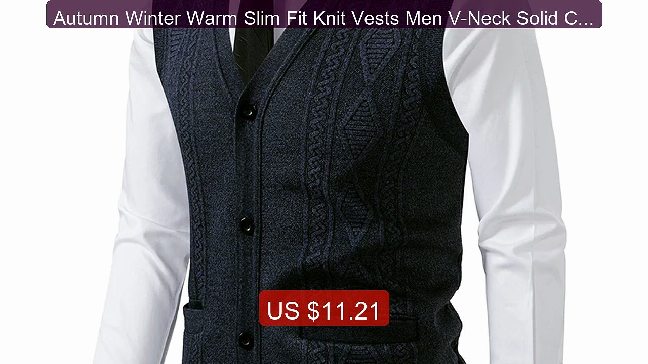 Autumn Winter Warm Slim Fit Knit Vests Men V-Neck Solid Color ... -- Hot Deal 2026 | Limited Offer!
