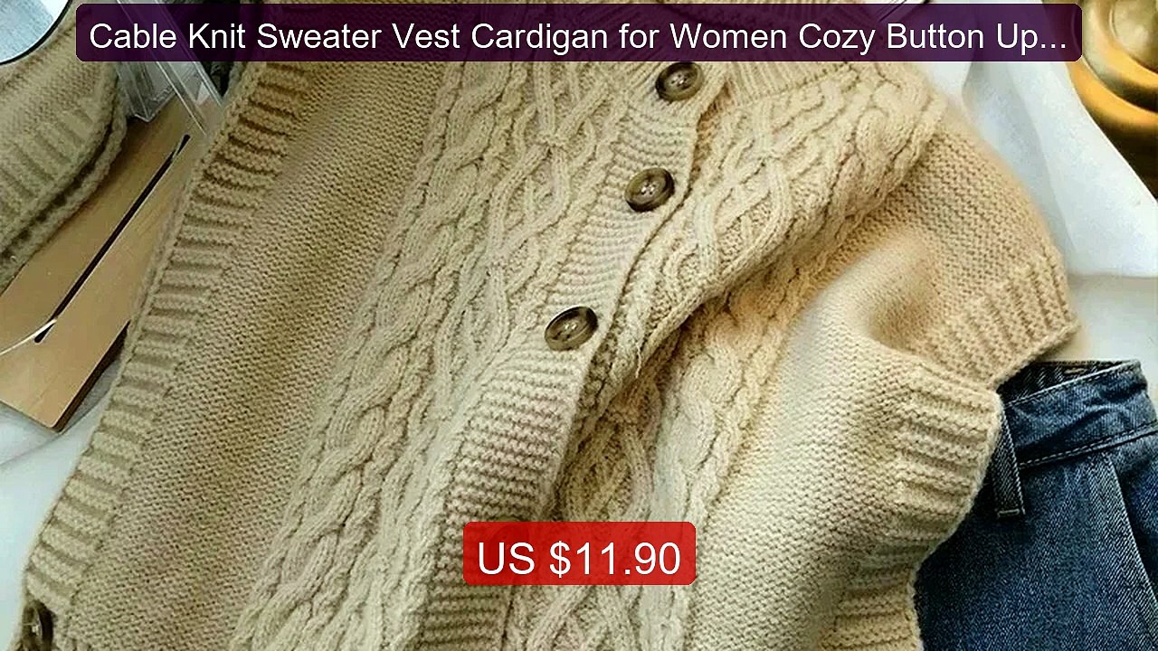 Cable Knit Sweater Vest Cardigan for Women Cozy Button Up Sleevele... -- Best Deal 2026 | Shop Now!