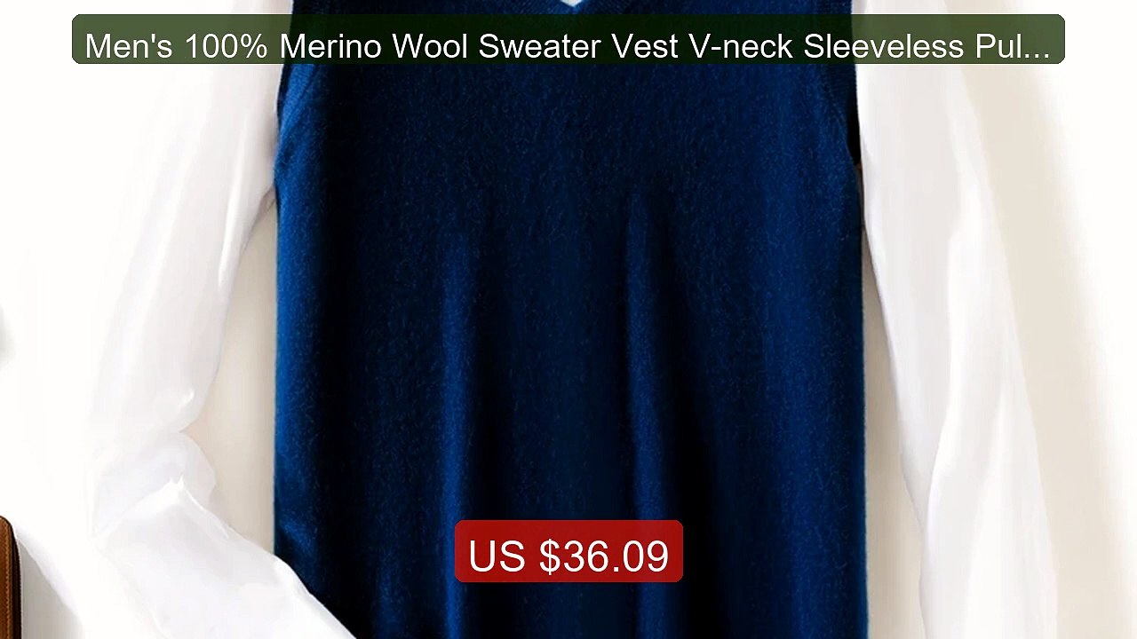 Men's 100% Merino Wool Sweater Vest V-neck Sleeveless Pullo... -- Top Pick 2026 | Unbeatable Price!