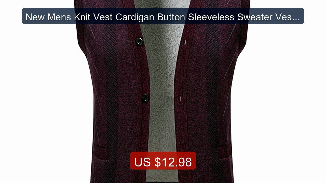 New Mens Knit Vest Cardigan Button Sleeveless Sweater Vests V ... -- Hot Deal 2026 | Limited Offer!