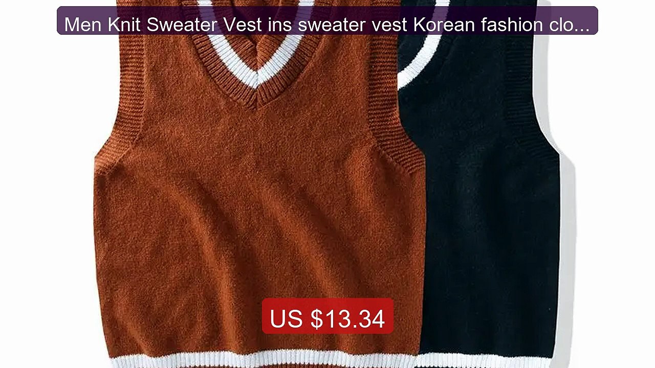 Men Knit Sweater Vest ins sweater vest Korean fashion clothes -- Best Buy 2026 | Great Quality!