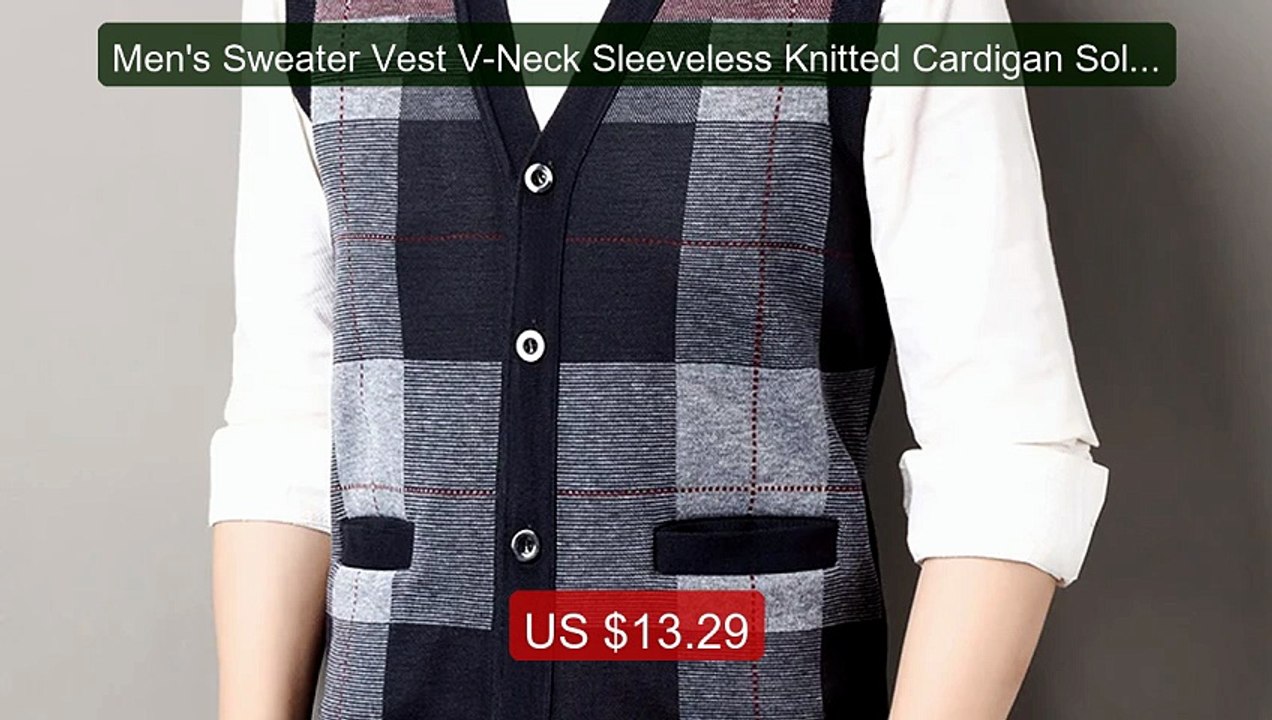 Men's Sweater Vest V-Neck Sleeveless Knitted Cardigan Solid C... -- Amazing Value 2026 | Must Have!