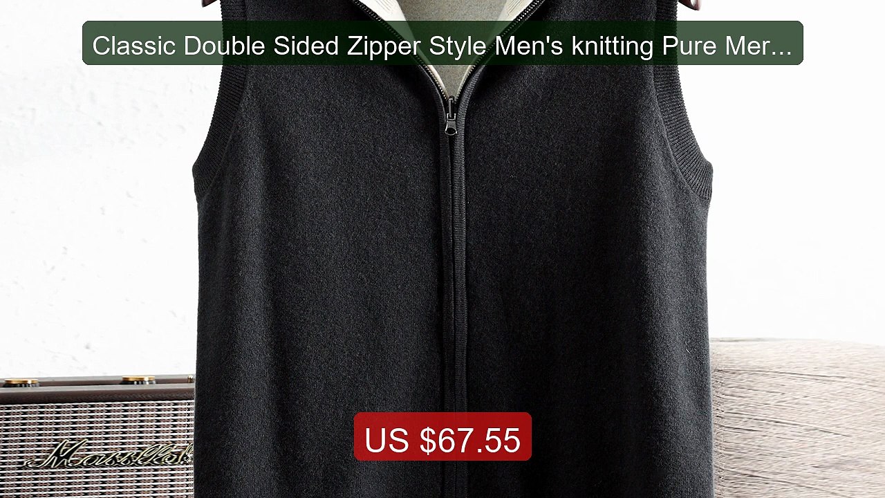 Classic Double Sided Zipper Style Men's knitting Pure Merino W... -- Hot Deal 2026 | Limited Offer!