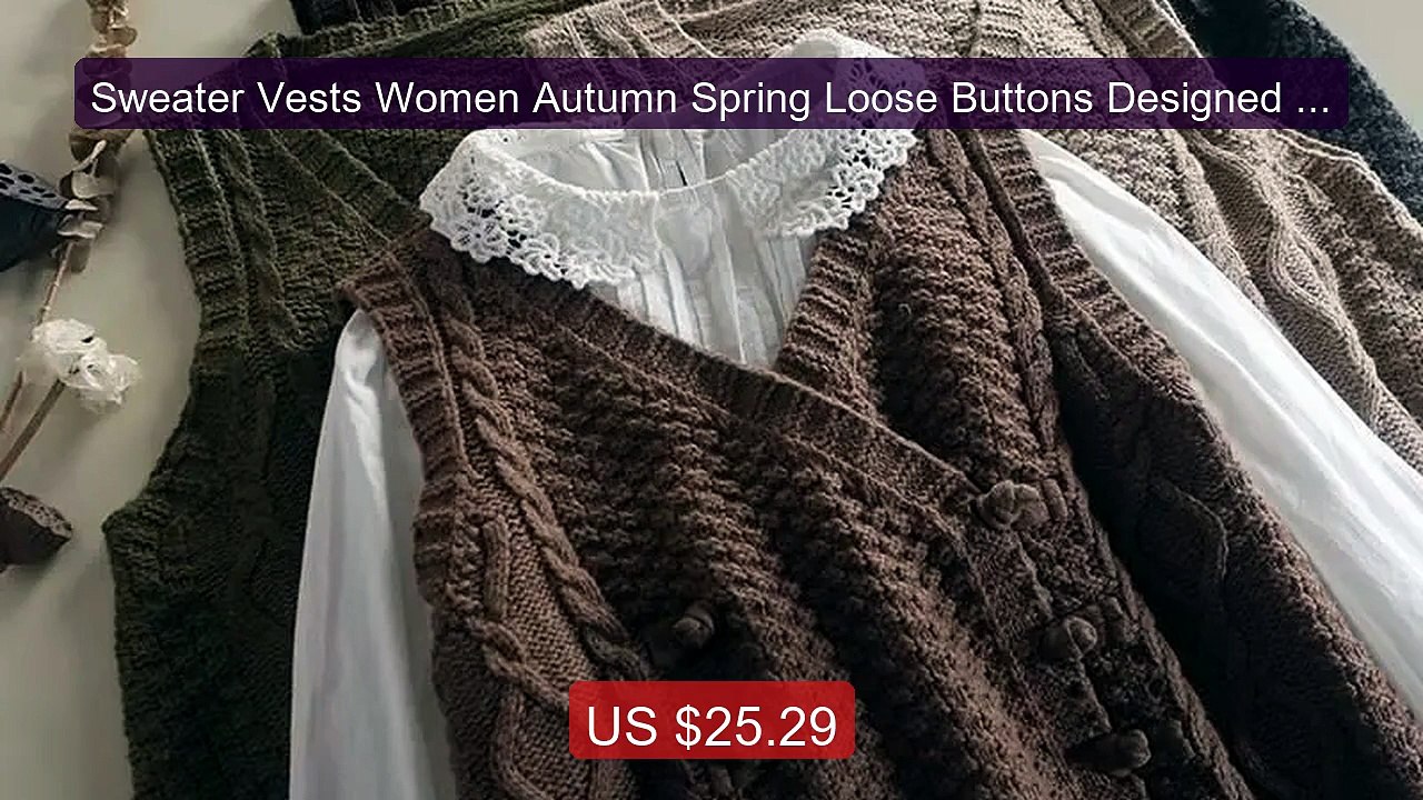 Sweater Vests Women Autumn Spring Loose Buttons Designed Vintage C... -- Best Deal 2026 | Shop Now!