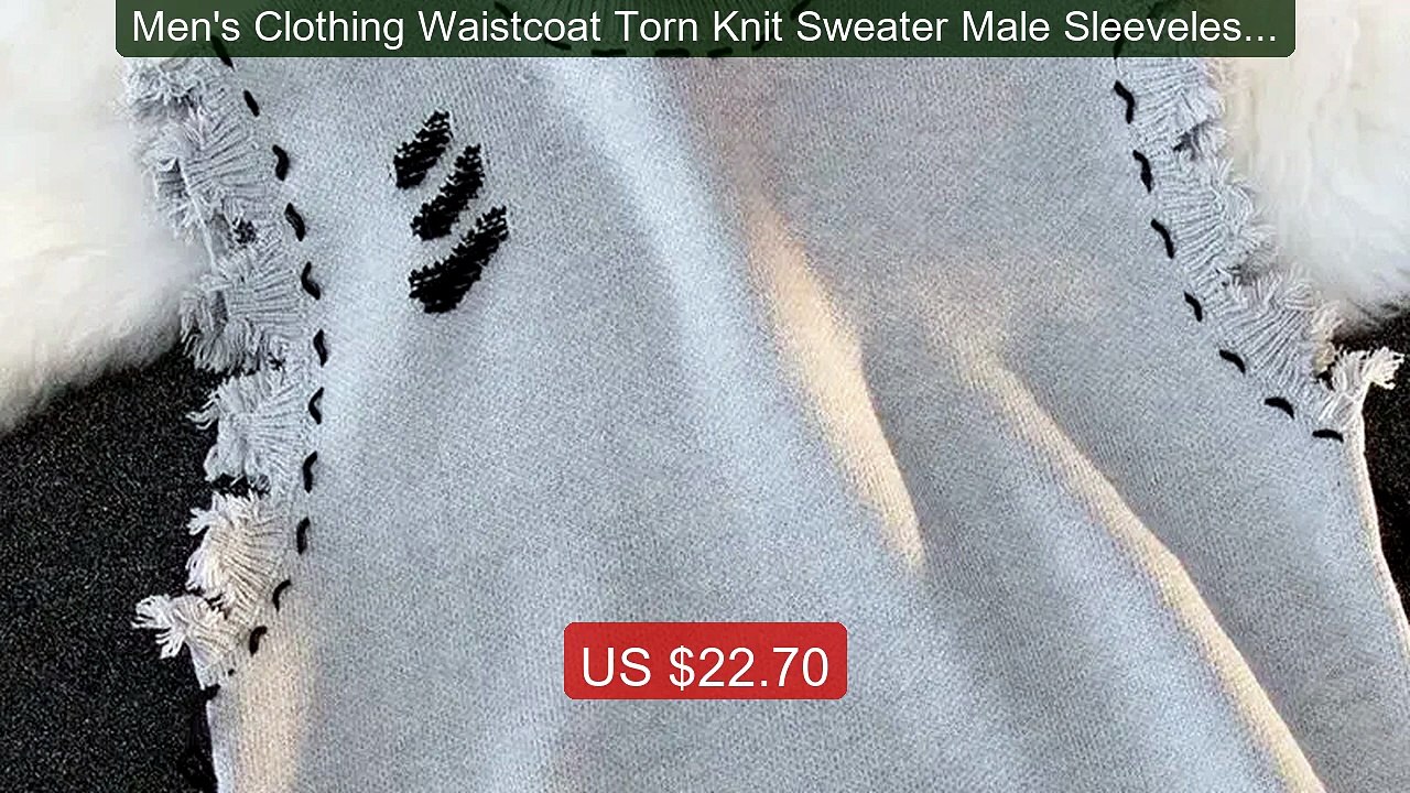 Men's Clothing Waistcoat Torn Knit Sweater Male Sleeveless Ico... -- Best Buy 2026 | Great Quality!