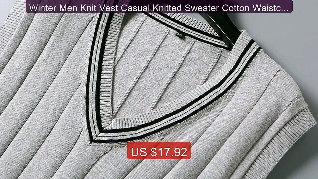 Winter Men Knit Vest Casual Knitted Sweater Cotton Waistcoat v-Neck... -- Top Rated 2026 | Buy Now!