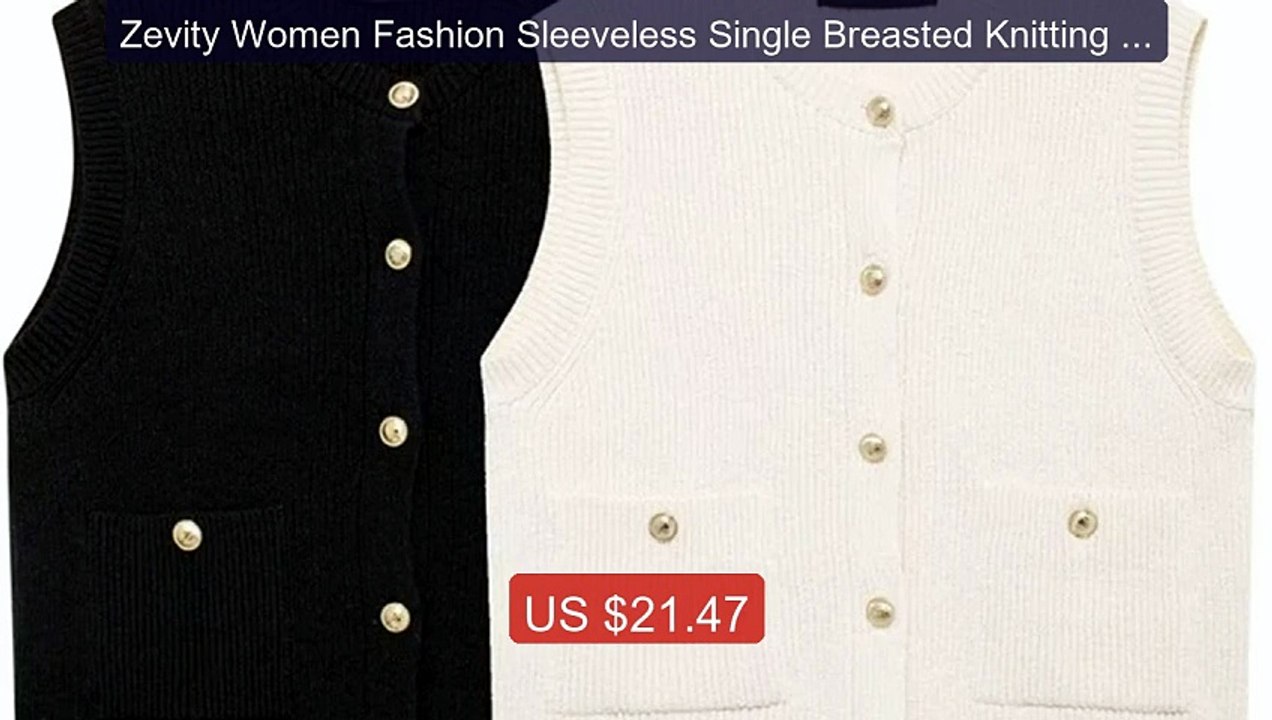 Zevity Women Fashion Sleeveless Single Breasted Knitting Ve... -- Top Pick 2026 | Unbeatable Price!