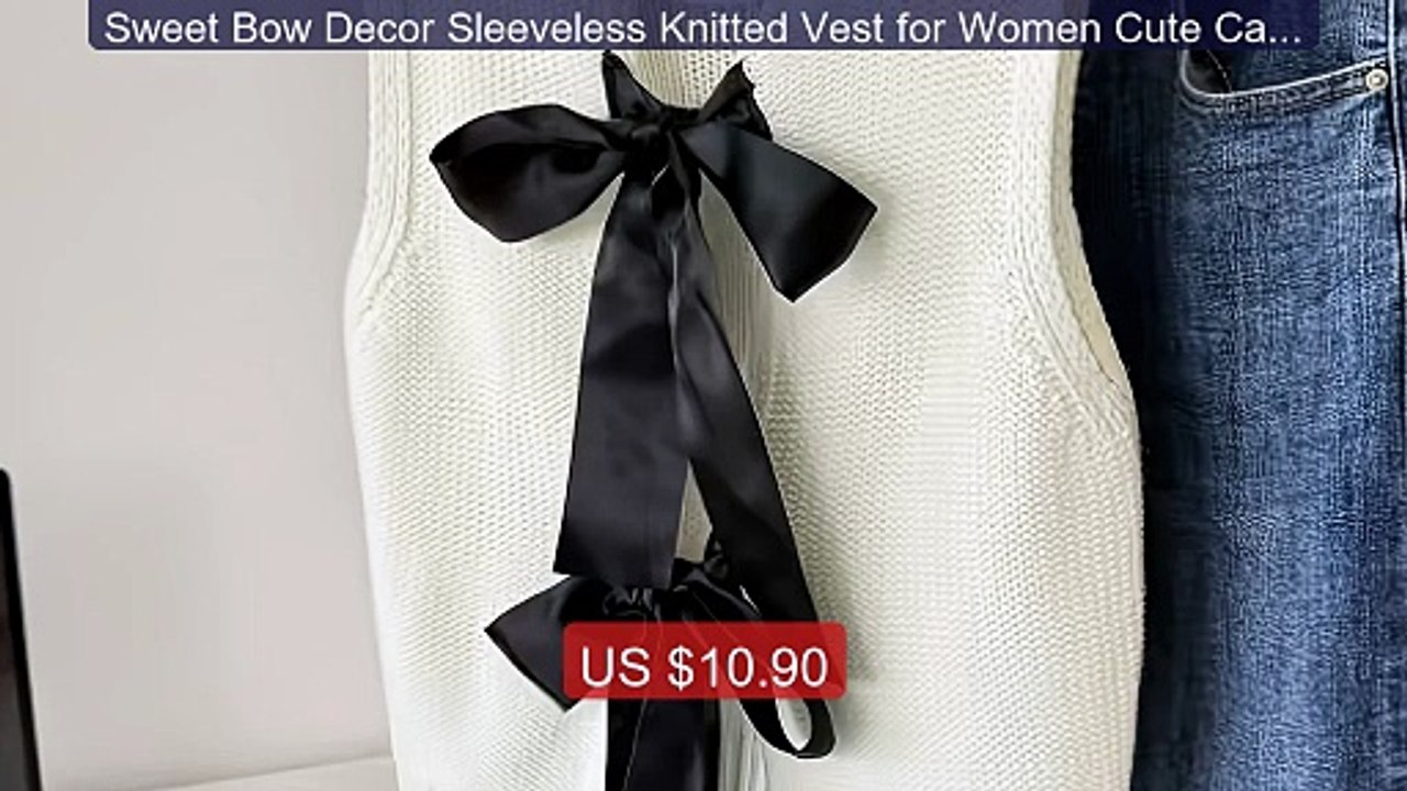 Sweet Bow Decor Sleeveless Knitted Vest for Women Cute Casu... -- Top Pick 2026 | Unbeatable Price!