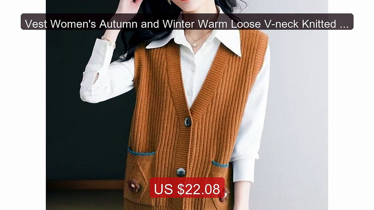 Vest Women's Autumn and Winter Warm Loose V-neck Knitted Ve... -- Top Pick 2026 | Unbeatable Price!